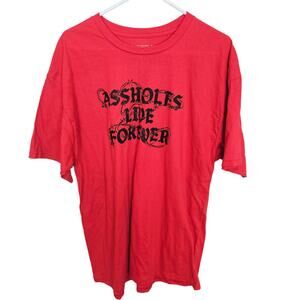 Assholes Live Forever Shirt Graphic Tee Shirt Men XL Red Casual Shirt Men